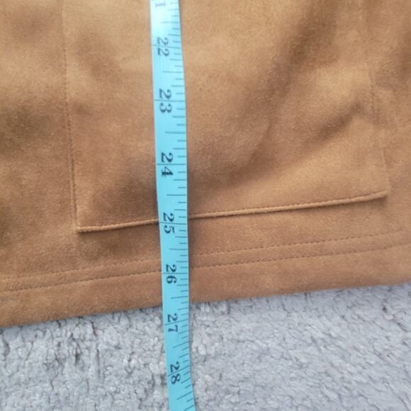 Denim & Co Jacket Womens 2X Faux Suede Button Front Brown Stretch - Picture 5 of 9